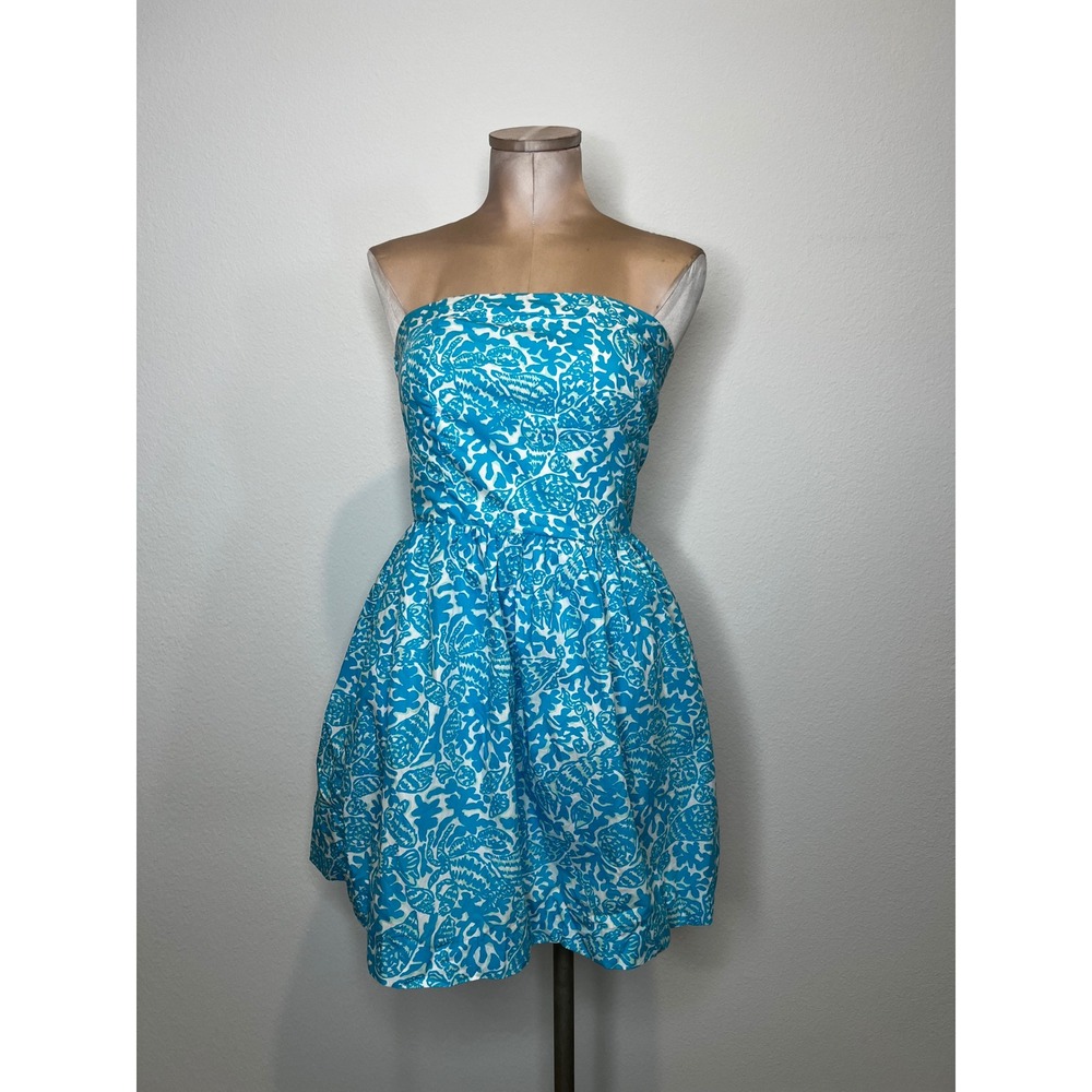 Lilly Pulitzer Blue Tube Strapless Mini Dress Sz M - Picture 2 of 14